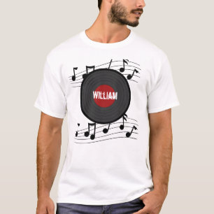 Camiseta Rock N Roll Record com notas de música