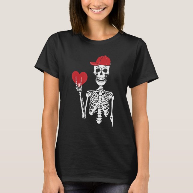 Camiseta Rock N Roll Skeleton Hands Heart Valentines Day Sk (Frente)