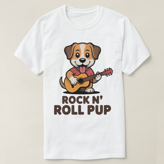 Camiseta Rock n' Roll Up Funny Dog T-Shirt (Frente do Design)