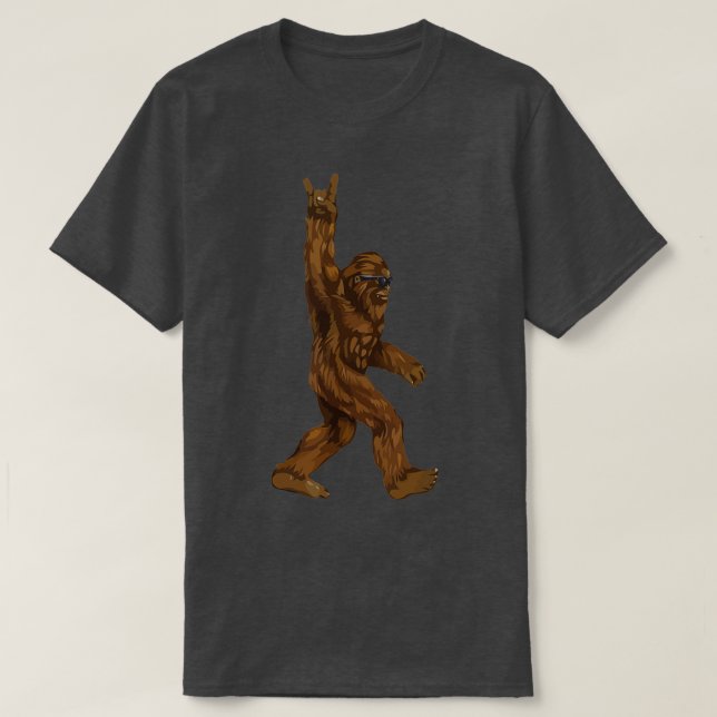 Camiseta Rock On Bigfoot Sasquatch Adora Rock And Roll Sung (Frente do Design)