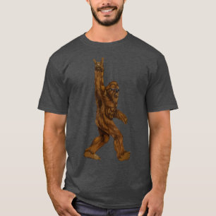 Camiseta Rock On Bigfoot Sasquatch Adora Rock And Roll Sung