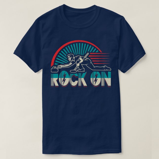 Camiseta Rock On Curling Winter Sports Design (Frente do Design)