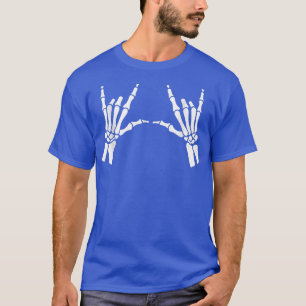 Camiseta Rock On Rock Star Skeleton Mãos Concertadas, Legal