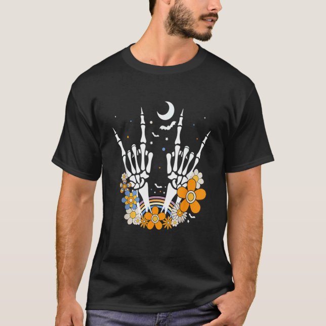 Camiseta Rock On Skeleton Gere Duro Rock On Skele (Frente)