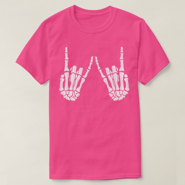 Camiseta Rock On Skeleton Gestos - Duro Rock On Skeleton (Frente do Design)