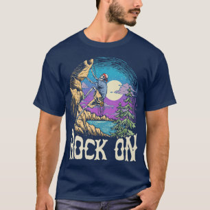 Camiseta Rock On Skeleton Night Rock Climm Full Moon Clim