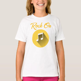 Camiseta Rock On yellow and White Music Mashup T-Shirt