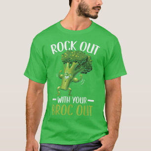 Camiseta Rock Out With Your Broc Out Broccoli Vegan Vegetar