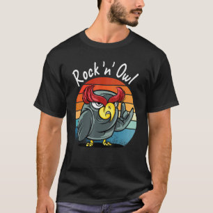 Camiseta Rock Owl Vintage Devil Horns Rock Music