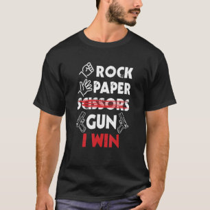 Camiseta Rock Paper Gun I Win Game Piada