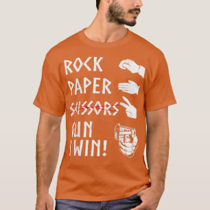 Camiseta Rock Paper Not Scissors Gun Eu Ganho Engraçado Diz