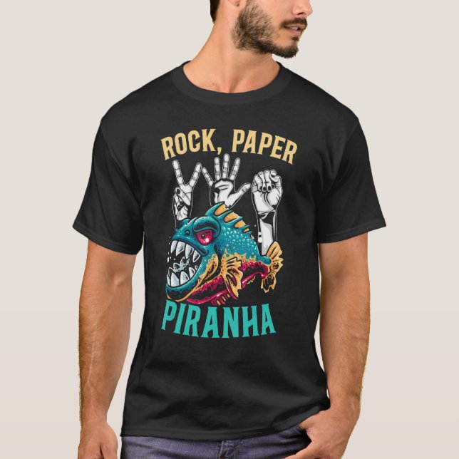 Camiseta Rock Paper Piranha Whisperer Fish Aquarist Fishke (Frente)