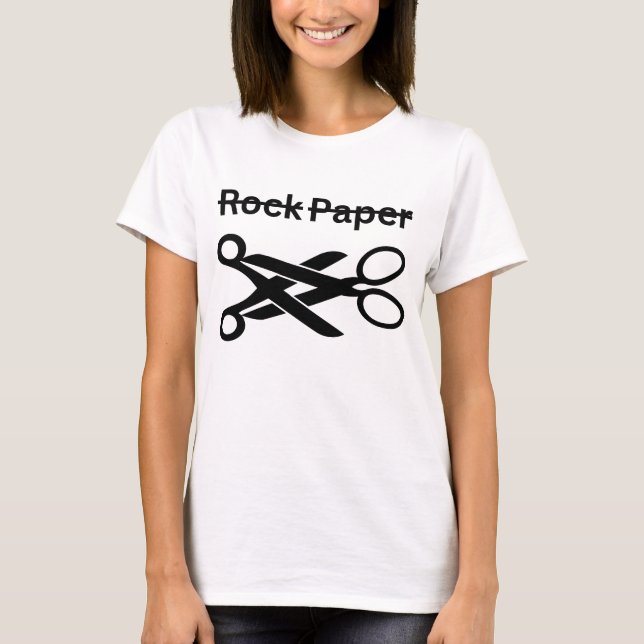 Camiseta Rock Paper Scissors Funny Lesbian Theme (Frente)