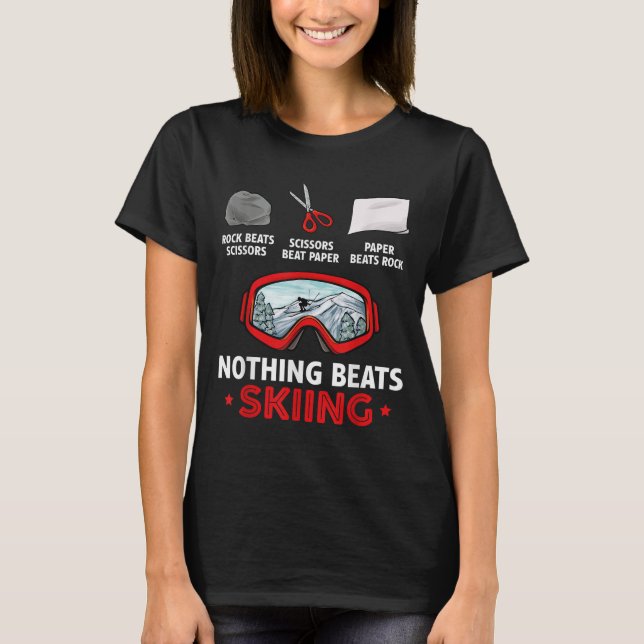 Camiseta Rock Paper Scissors Nothing Beats Skiing  (Frente)