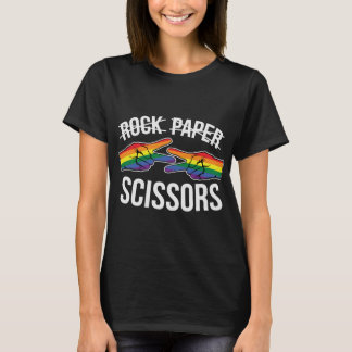 Camiseta Rock-Paper-Tesoura-Lésbica-Arco-Íris