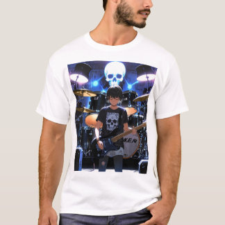 Camiseta Rock Rebellion: Caveira e Banda Cruzada