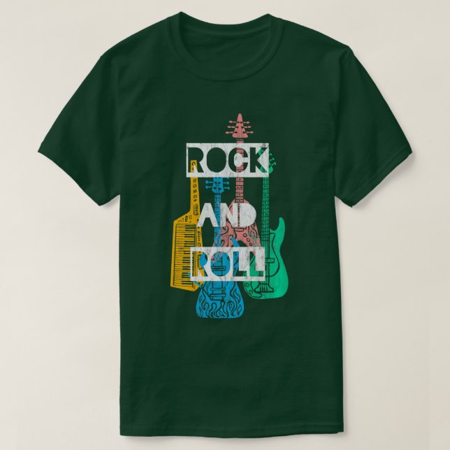 Camiseta Rock Roll Colorful Rocker Concert Children (Frente do Design)