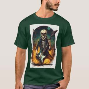 Camiseta Rock & Roll Inferno: Poster de concerto de crânio