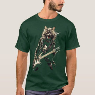 Camiseta Rock Roll Music Concert Festival Cat Rock Guitar 2