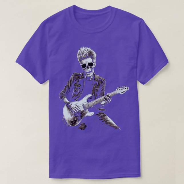 Camiseta Rock Roll Music Concert Festiwal Skeleton Hallowee (Frente do Design)