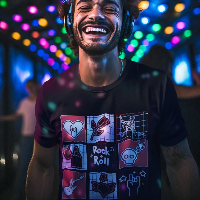 Camiseta Rock & Roll Music Icon Art Esquadra Bebidas Musica (Criador carregado)