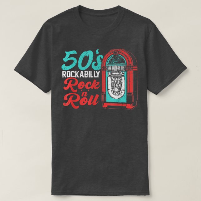 Camiseta Rock Roll Rock Music Rockabilly da década de 1950 (Frente do Design)