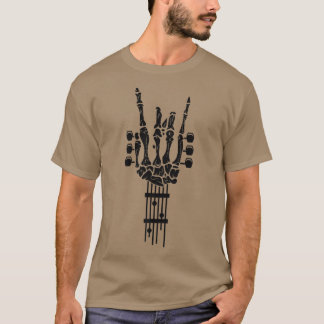 Camiseta Rock & Roll Skeleton Design Guitar Music Lover 
