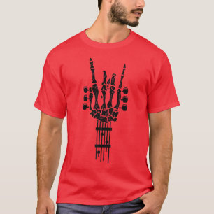 Camiseta Rock & Roll Skeleton Design Guitar Music Lover Pre