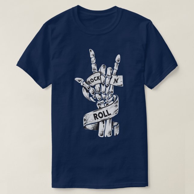 Camiseta Rock & Roll Skeleton Guitar Music Lover Rockstar  (Frente do Design)