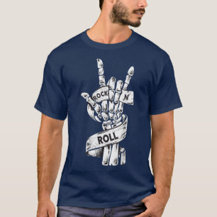 Camiseta Rock & Roll Skeleton Guitar Music Lover Rockstar