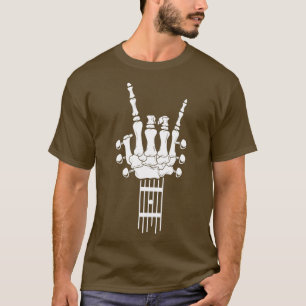 Camiseta Rock Roll Skeleton Guitar Música Lover