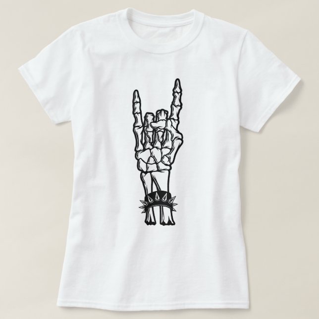 Camiseta Rock Roll Skeleton Guitar Música Lover Rockstar (Frente do Design)