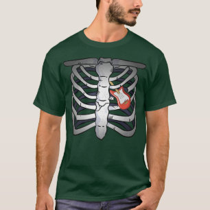 Camiseta Rock & Roll Skeleton Guitar Player Música Figurina