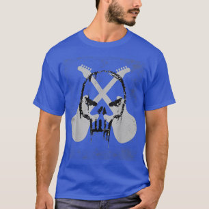 Camiseta Rock & Roll Skeleton Guitar Player Música Figurina