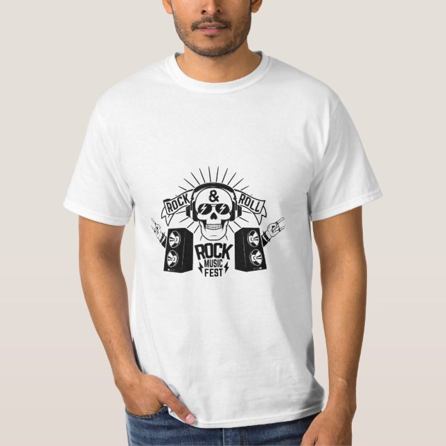Camiseta Rock & Roll Skull Music Fest Graphic (Frente)