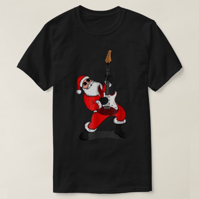 Camiseta Rock Santa Guitar Christmas Design (Frente do Design)