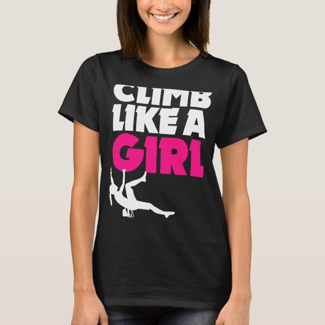 Camiseta Rock Sobe Como Uma Garota Que Sobe Boulder Bl (Frente)