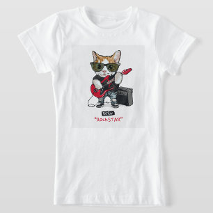 Camiseta Rock Star Cat T Shirt