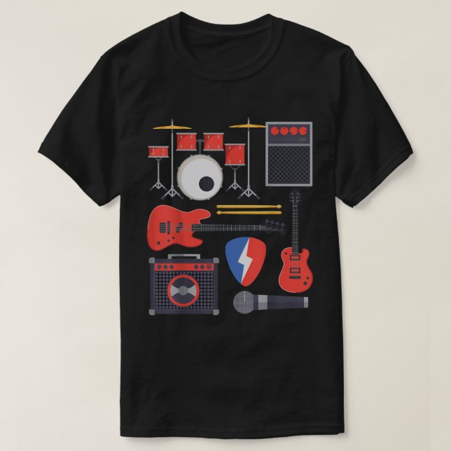 Camiseta Rock Star Guitar, Banda Instruments Rock, Roll Mus (Frente do Design)
