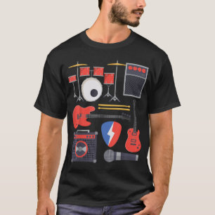 Camiseta Rock Star Guitar, Banda Instruments Rock, Roll Mus