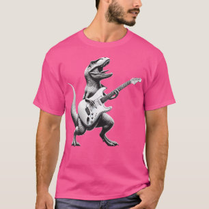 Camiseta Rock T Rex Dinossaur Tocando Violão
