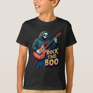 Camiseta Rock the Boo - Halloween Skeleton Guitar Design