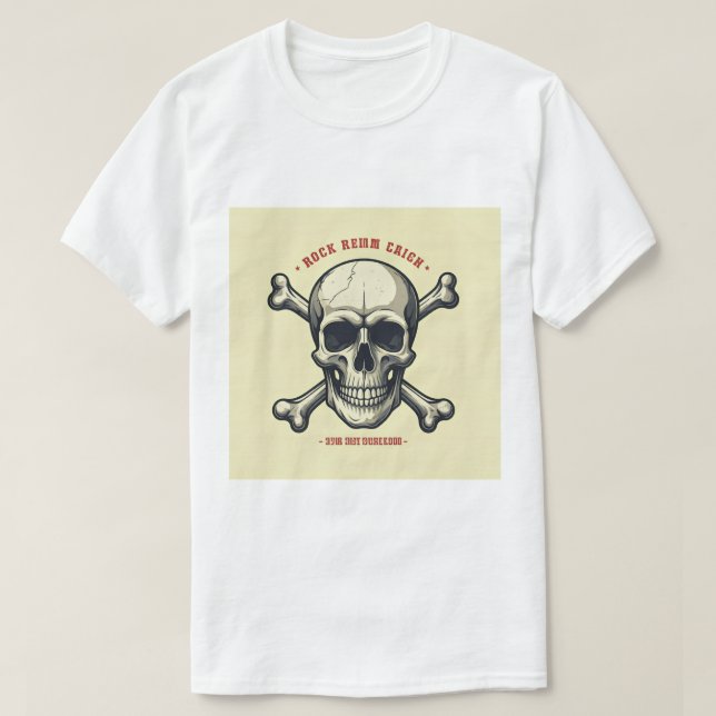 Camiseta "Rock the Rebellion: Bold Skull & Crossbones T-Shi (Frente do Design)