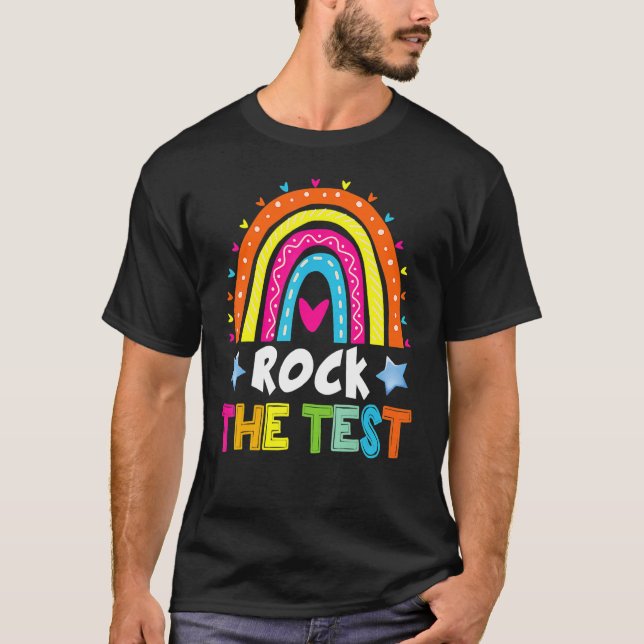 Camiseta Rock The Test Day Teacher Testing Day Rainbow (Frente)