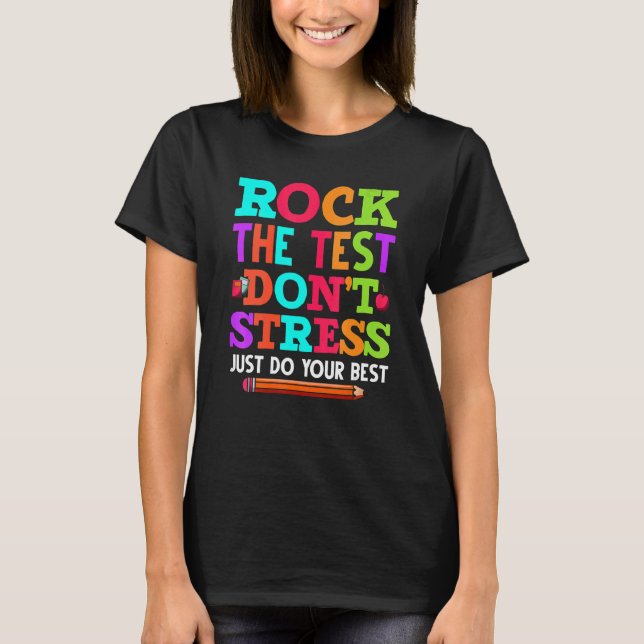 Camiseta Rock The Test Day Teacher Testing Day Rainbow (Frente)