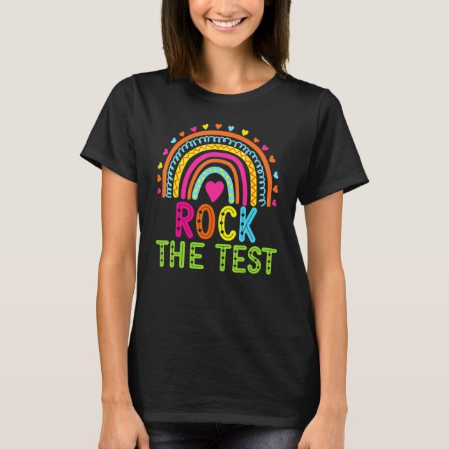 Camiseta Rock The Test Day Teacher Testing Day Rainbow (Frente)