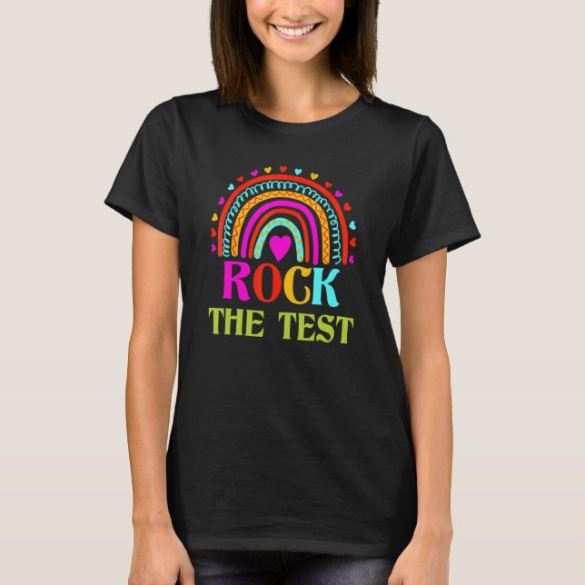 Camiseta Rock The Test Day Teacher Testing Day Rainbow (Frente)