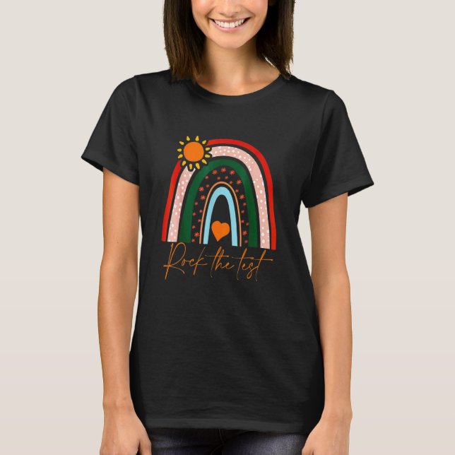 Camiseta Rock The Test Day Teacher Testing Day Rainbow Teac (Frente)