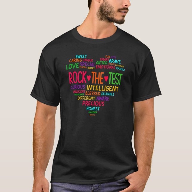 Camiseta Rock The Test Day Teacher Testing Day Rainbow Teac (Frente)