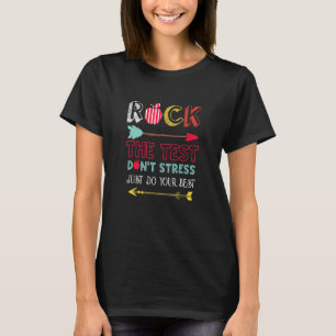Camiseta Rock the test Don't Stress Simplesmente faça o mel